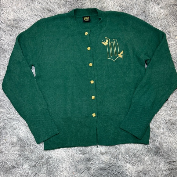 Wicked Cardigan with Gold Embroidery and Buttons - Green Size Extra Large NWT - Picture 3 of 9